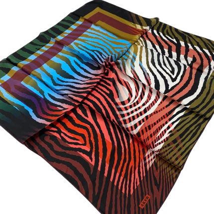 Aker Defolu Bordo-Siyah Zebra Desenli Sura İpek Eşarp 4207701-27922