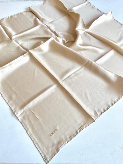 Aker Defolu Tivil İpek Eşarp 39051 Krem Düz Renk
