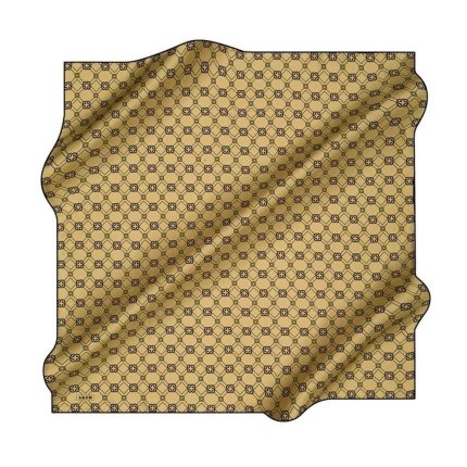 Aker Tivil İpek Eşarp 8686713-912 47443 Gold-Siyah Monogram Desen