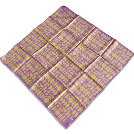 Armine Lila Yağ Yeşili Geometrik Desen Tivil İpek Eşarp 9174-01