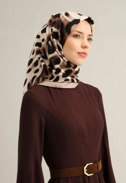 Armine Tivil İpek Eşarp 9320-04 Kahverengi Karışık Desen