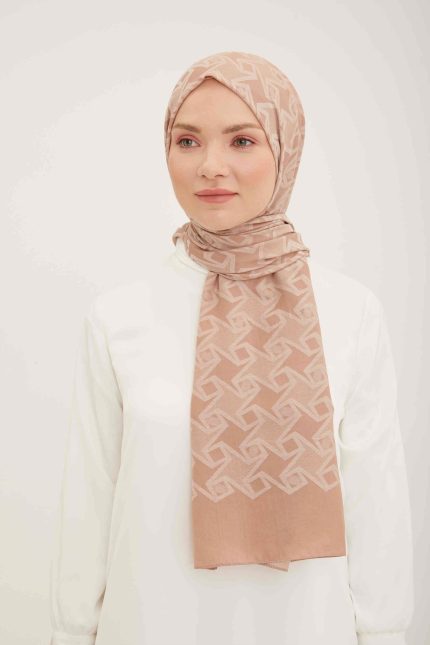 Armine Trend Akasya Şal Vizon Desenli 4-23016