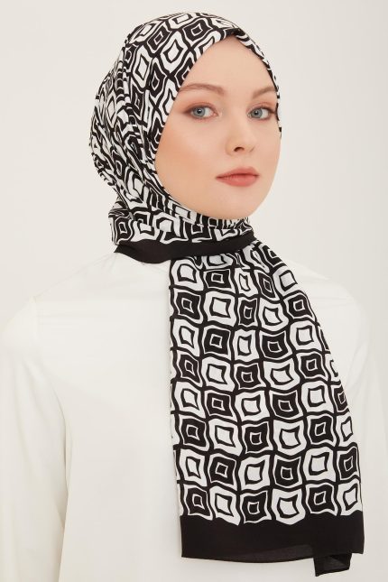 Armine Trend Defne Şal 5763-01 Siyah-Beyaz