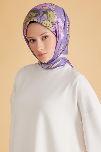 Belli Fresh Pure Eşarp 1-02 Mor Karışık Desen 49983