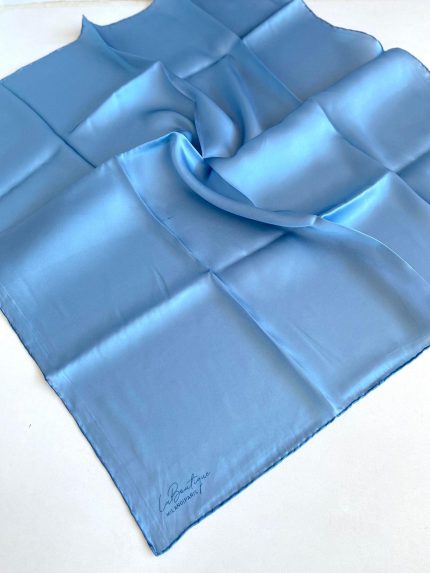 La Boutique Defolu Sura İpek Eşarp 49855 Buz Mavisi Düz Renk