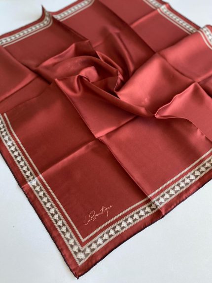 La Boutique Defolu Tivil İpek Eşarp 49834 Kiremit-Vizon Karışık Desen