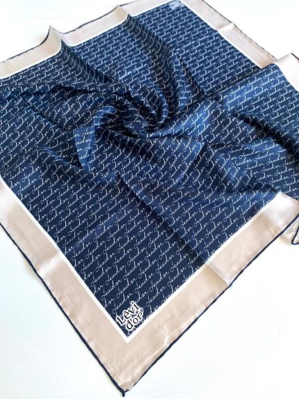 Levidor Tivil Saf İpek Eşarp 48959 Lacivert Karışık Desen