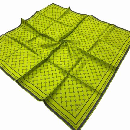 Silk Home Neon Yeşil Monogram Desenli Tivil İpek Eşarp 11393-97