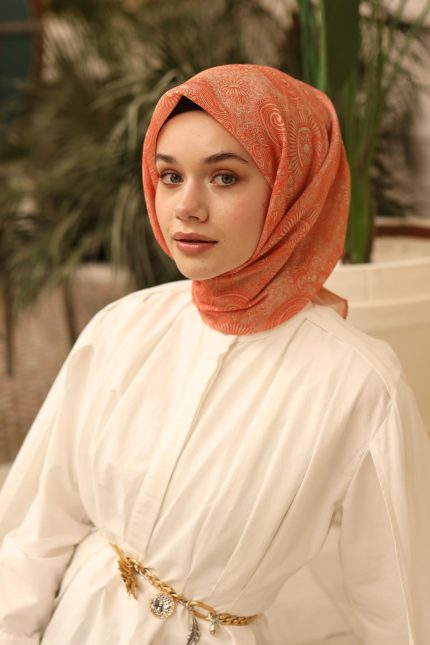 Silk Home Soft Eşarp 48805 Turuncu Karışık Desen 